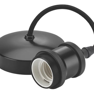 KNIGHTSBRIDGE VINTAGE 1.8M PENDANT SET LIGHT FITTING ES MATT BLACK 3 1/2