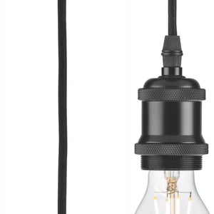 KNIGHTSBRIDGE VINTAGE 1.8M PENDANT SET LIGHT FITTING ES MATT BLACK 3 1/2