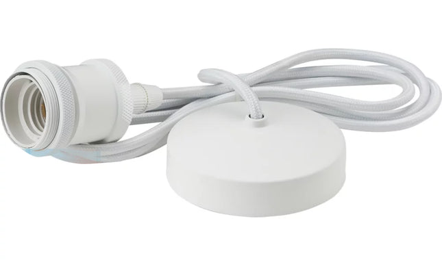 KNIGHTSBRIDGE VINTAGE 1.8M PENDANT SET LIGHT FITTING ES MATT WHITE 3 1/2" - MonkeyTools