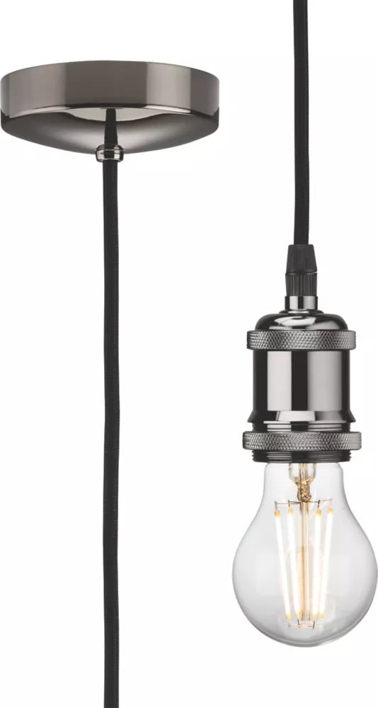 KNIGHTSBRIDGE VINTAGE 6" PENDANT SET LIGHT FITTING ES BLACK NICKEL 3 1/2" - MonkeyTools