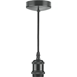 KNIGHTSBRIDGE VINTAGE 6" PENDANT SET LIGHT FITTING ES BLACK NICKEL 3 1/2" - MonkeyTools