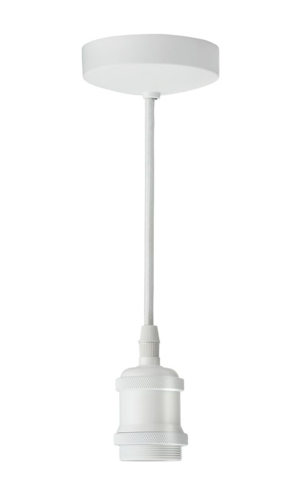 KNIGHTSBRIDGE VINTAGE 6" PENDANT SET LIGHT FITTING ES MATT WHITE 3 1/2" - MonkeyTools