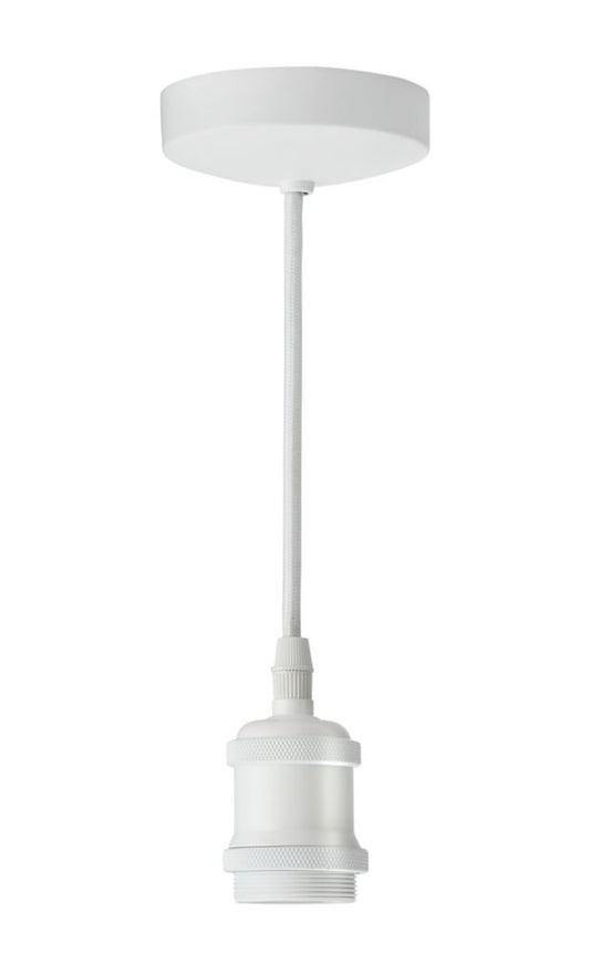 KNIGHTSBRIDGE VINTAGE 6" PENDANT SET LIGHT FITTING ES MATT WHITE 3 1/2" - MonkeyTools