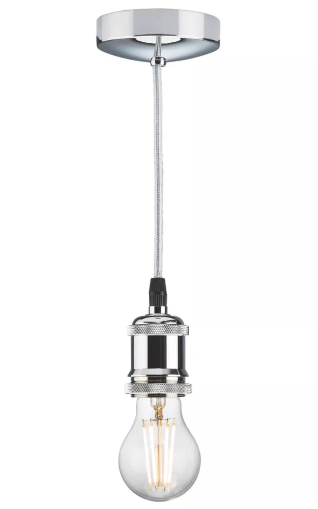KNIGHTSBRIDGE VINTAGE 6" PENDANT SET LIGHT FITTING ES POLISHED CHROME 3 1/2" - MonkeyTools