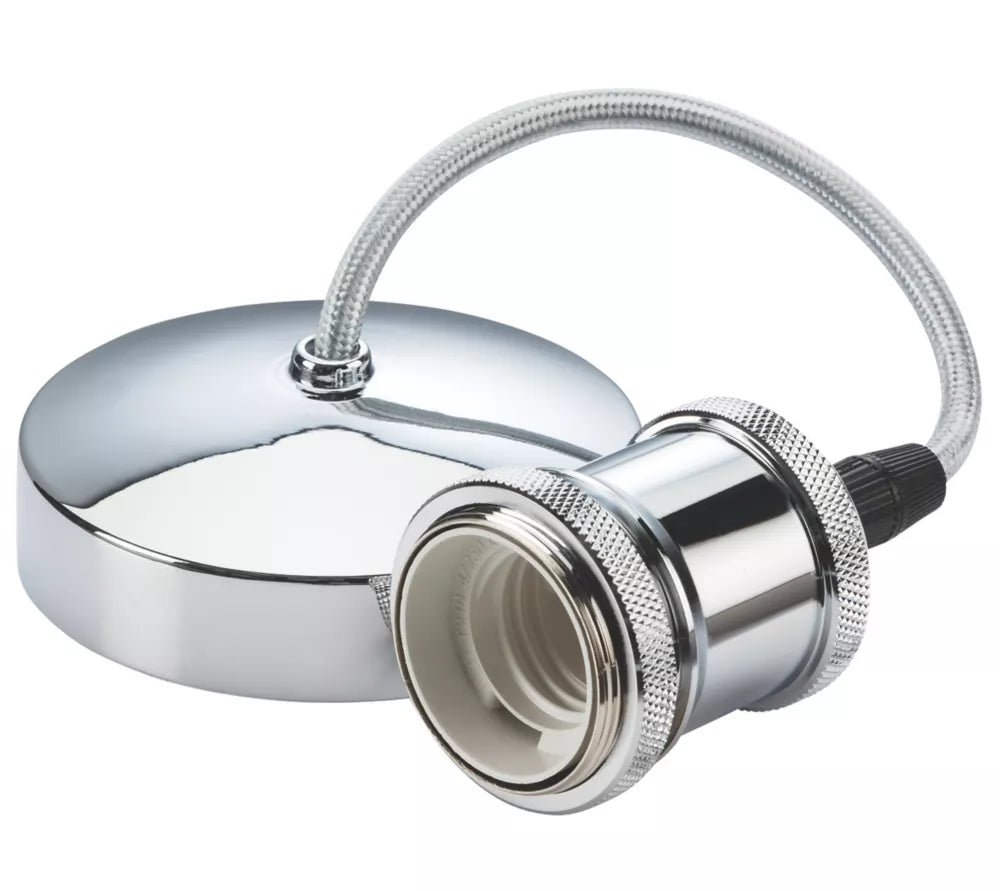 KNIGHTSBRIDGE VINTAGE 6" PENDANT SET LIGHT FITTING ES POLISHED CHROME 3 1/2" - MonkeyTools