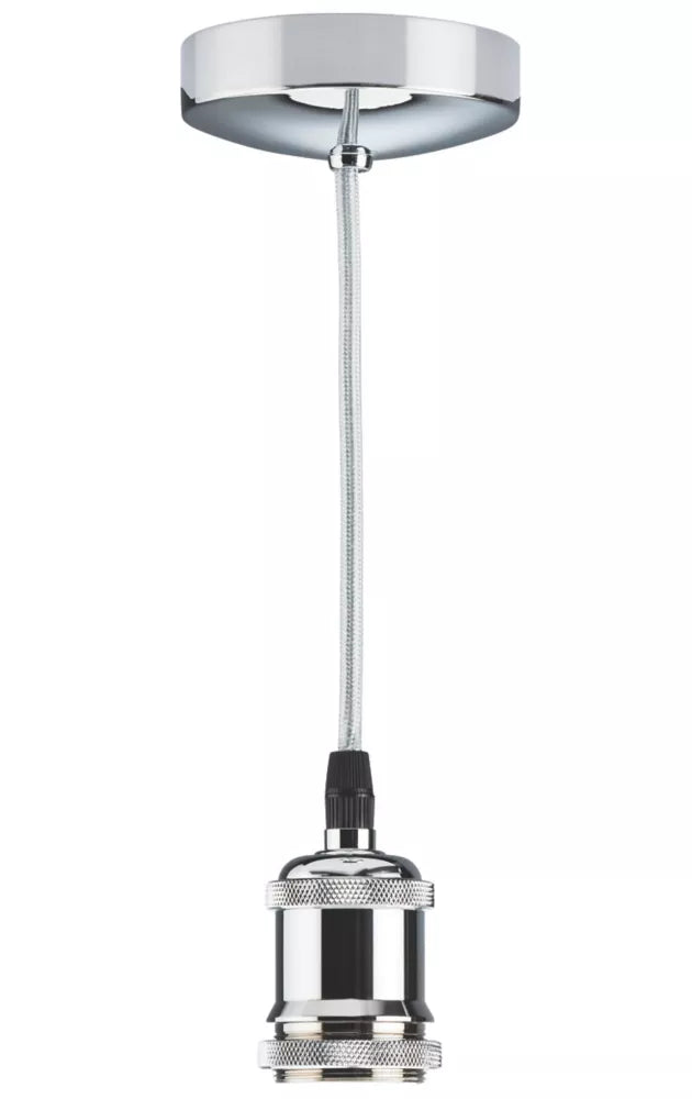 KNIGHTSBRIDGE VINTAGE 6" PENDANT SET LIGHT FITTING ES POLISHED CHROME 3 1/2" - MonkeyTools