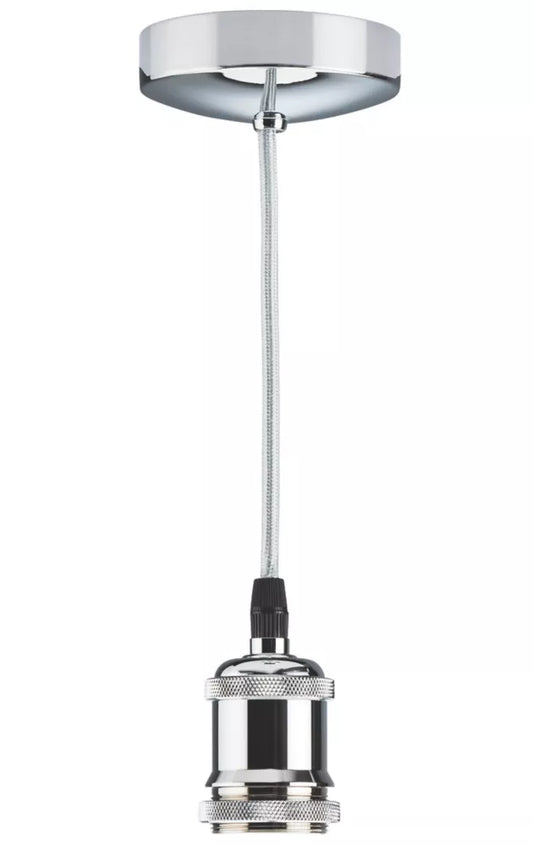 KNIGHTSBRIDGE VINTAGE 6" PENDANT SET LIGHT FITTING ES POLISHED CHROME 3 1/2" - MonkeyTools