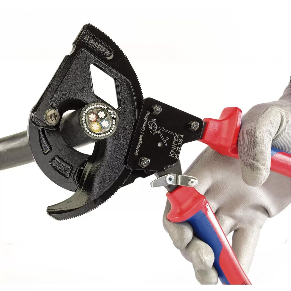 Knipex 95 32 315 A 315mm Ratchet Action Cable Cutter For SWA Cable 82575 - MonkeyTools