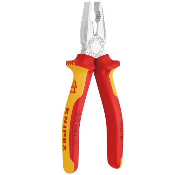 KNIPEX 03 06 180 INSULATED VDE COMBINATION PLIERS 180MM - MonkeyTools