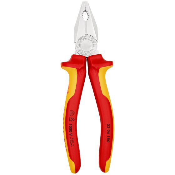 KNIPEX 03 06 180 INSULATED VDE COMBINATION PLIERS 180MM - MonkeyTools