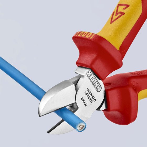 KNIPEX 70 06 160 INSULATED VDE DIAGONAL CUTTERS 160MM - MonkeyTools