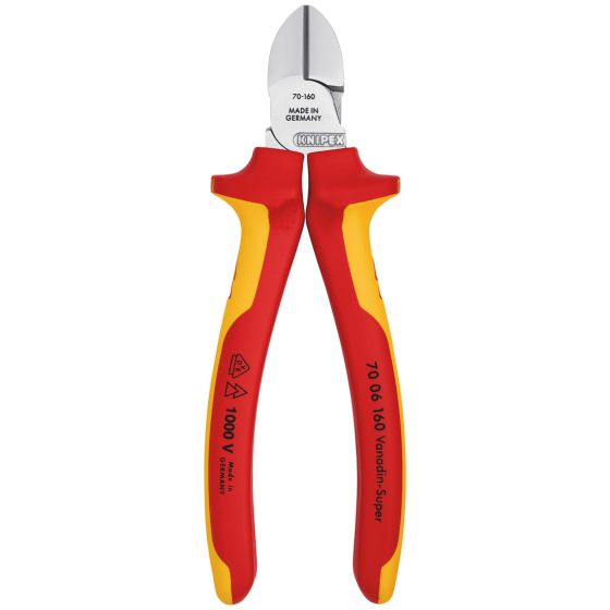 KNIPEX 70 06 160 INSULATED VDE DIAGONAL CUTTERS 160MM - MonkeyTools