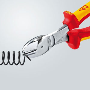 KNIPEX 74 06 180 INSULATED VDE HIGH LEVERAGE DIAGONAL CUTTERS 180MM - MonkeyTools