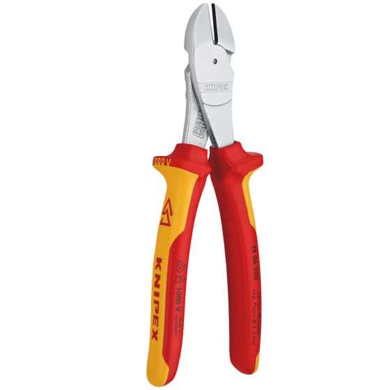 KNIPEX 74 06 200 INSULATED VDE HIGH LEVERAGE DIAGONAL CUTTERS 200MM - MonkeyTools