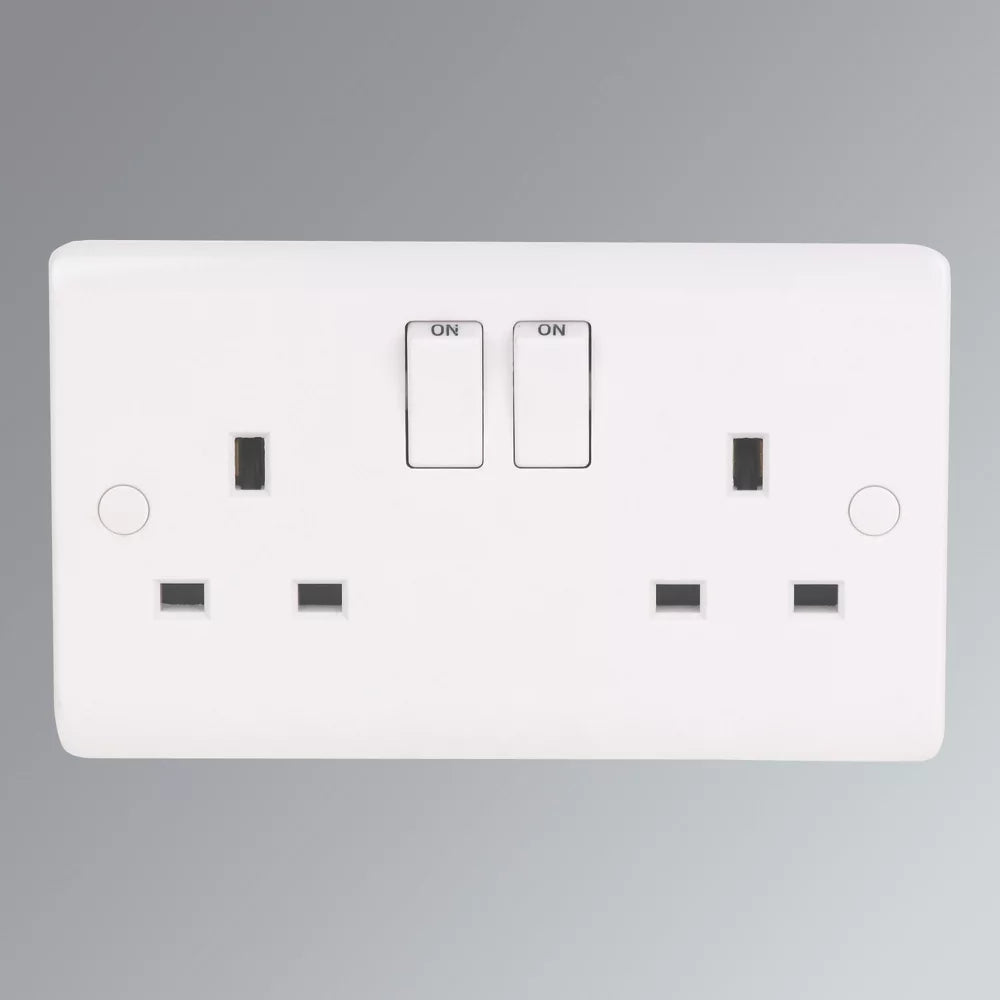 LAP 13A 2-GANG DP SWITCHED PLUG SOCKET WHITE 5 PACK - MonkeyTools