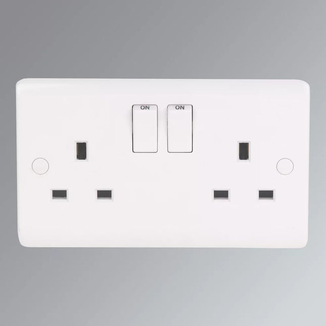 LAP 13A 2-GANG DP SWITCHED PLUG SOCKET WHITE 5 PACK - MonkeyTools
