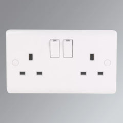 LAP 13A 2-GANG DP SWITCHED PLUG SOCKET WHITE 5 PACK
