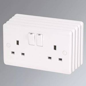 LAP 13A 2-GANG DP SWITCHED PLUG SOCKET WHITE 5 PACK - MonkeyTools