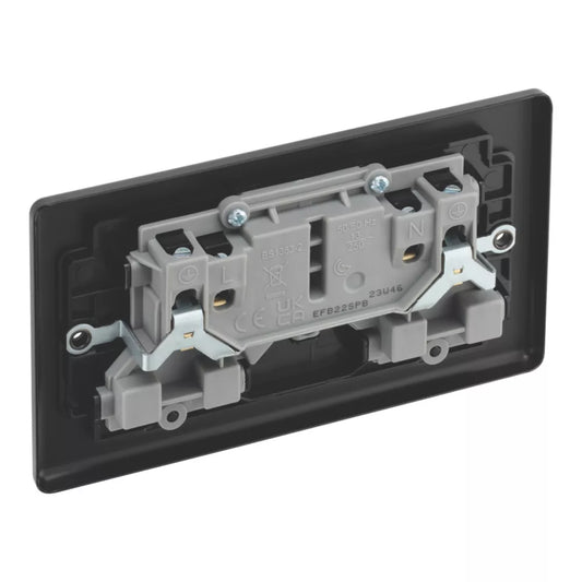 LAP 13A 2-GANG SP SWITCHED SOCKET MATT BLACK WITH BLACK INSERTS 5 PACK - MonkeyTools