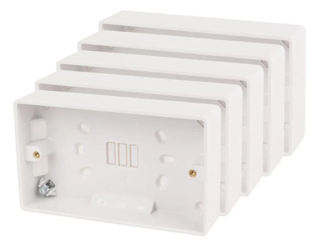 LAP 2-GANG SURFACE PATTRESS BACK BOX 32MM 5 PACK - MonkeyTools