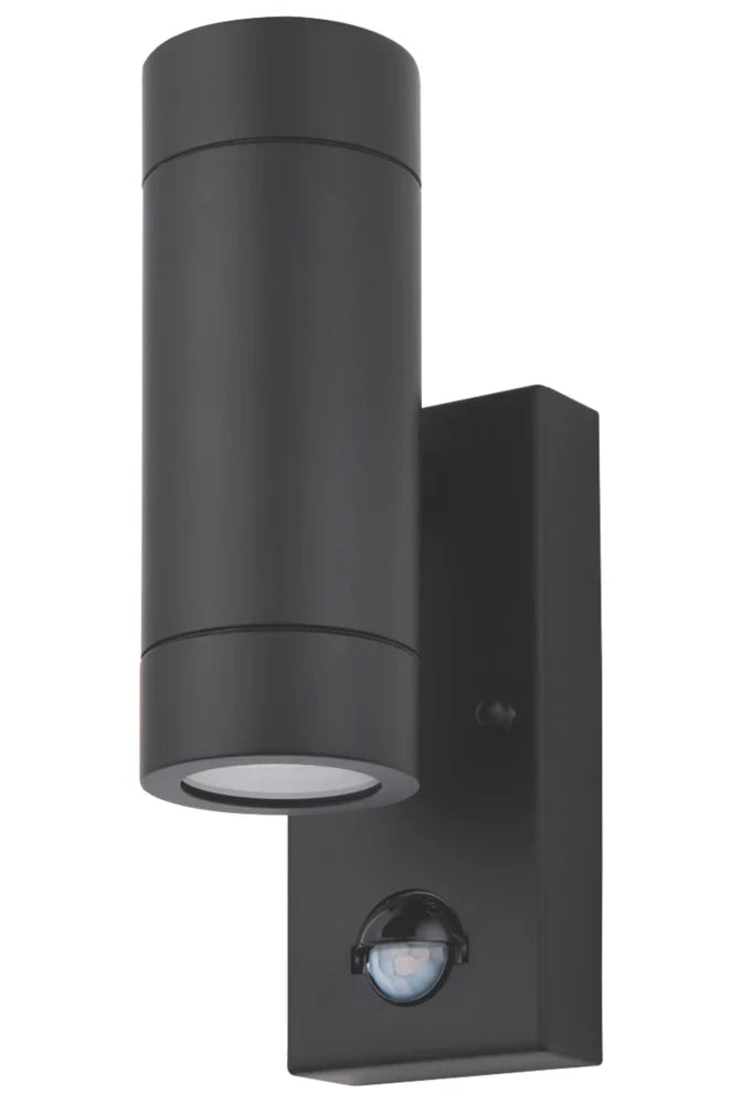 LAP BRONX OUTDOOR UP & DOWN WALL LIGHT WITH PIR SENSOR BLACK - MonkeyTools