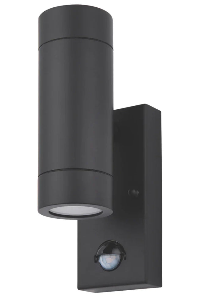 LAP BRONX OUTDOOR UP & DOWN WALL LIGHT WITH PIR SENSOR BLACK - MonkeyTools
