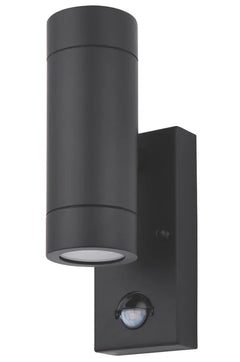 LAP BRONX OUTDOOR UP & DOWN WALL LIGHT WITH PIR SENSOR BLACK