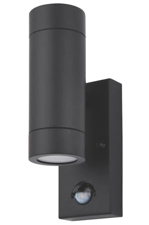 LAP BRONX OUTDOOR UP & DOWN WALL LIGHT WITH PIR SENSOR BLACK - MonkeyTools
