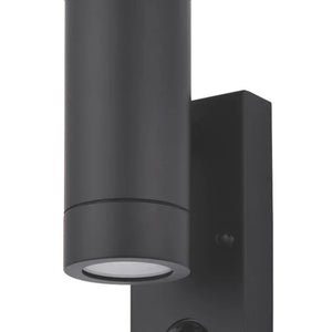 LAP BRONX OUTDOOR UP & DOWN WALL LIGHT WITH PIR SENSOR BLACK - MonkeyTools