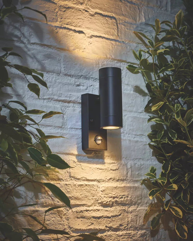 LAP BRONX OUTDOOR UP & DOWN WALL LIGHT WITH PIR SENSOR BLACK - MonkeyTools