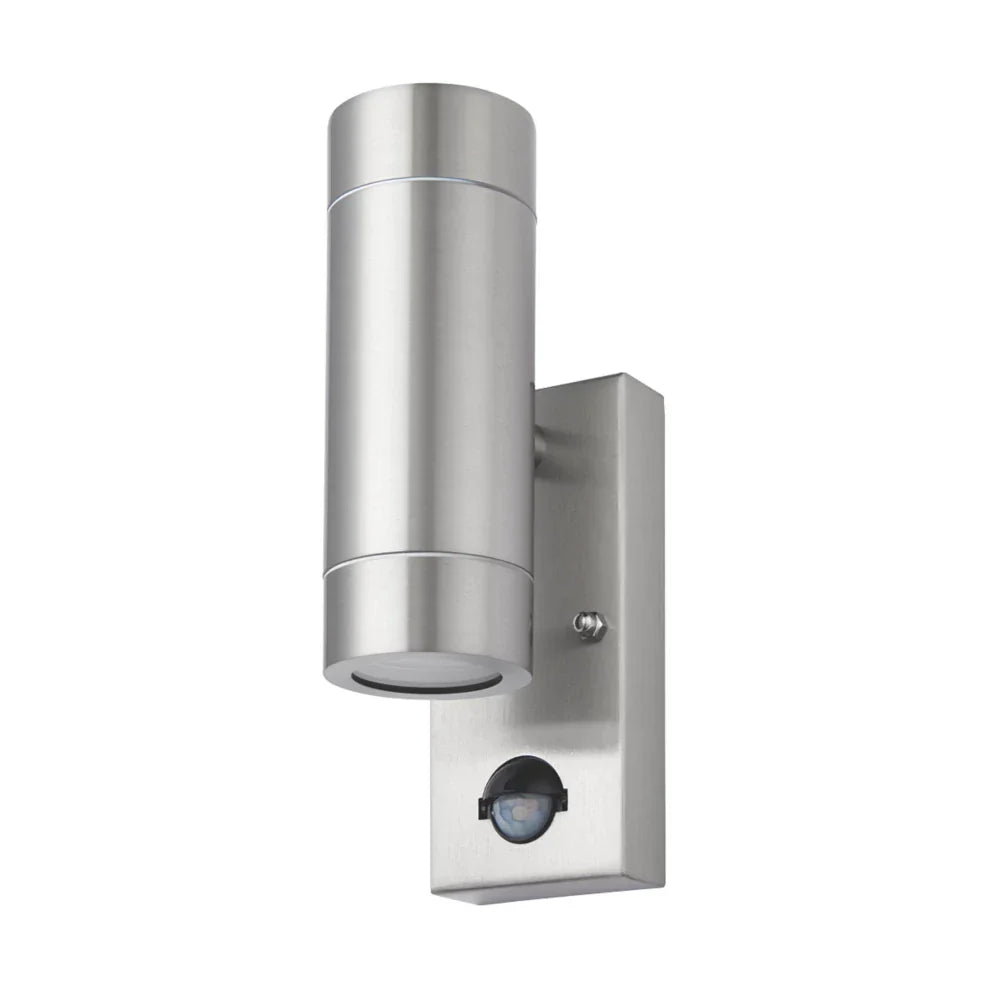 LAP BRONX OUTDOOR UP & DOWN WALL LIGHT WITH PIR SENSOR STAINLESS STEEL - MonkeyTools