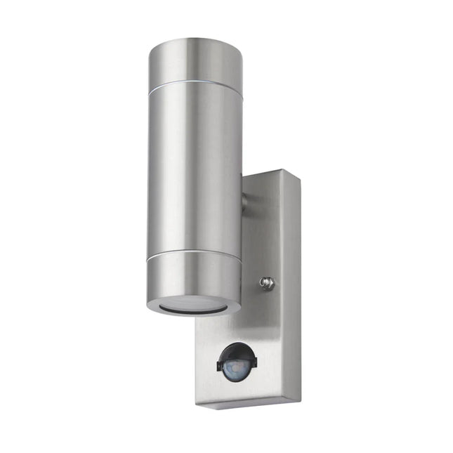LAP BRONX OUTDOOR UP & DOWN WALL LIGHT WITH PIR SENSOR STAINLESS STEEL - MonkeyTools
