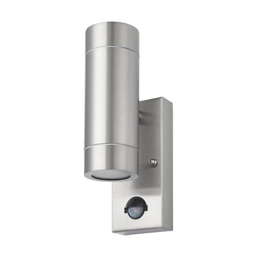 LAP BRONX OUTDOOR UP & DOWN WALL LIGHT WITH PIR SENSOR STAINLESS STEEL - MonkeyTools