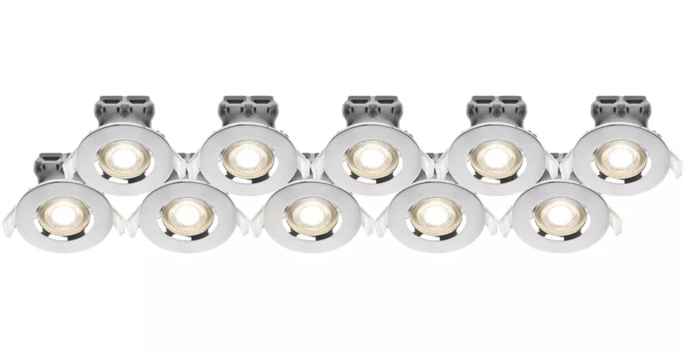 LAP FIXED LED DOWNLIGHTS CHROME 4.5W 420LM 10 PACK - MonkeyTools