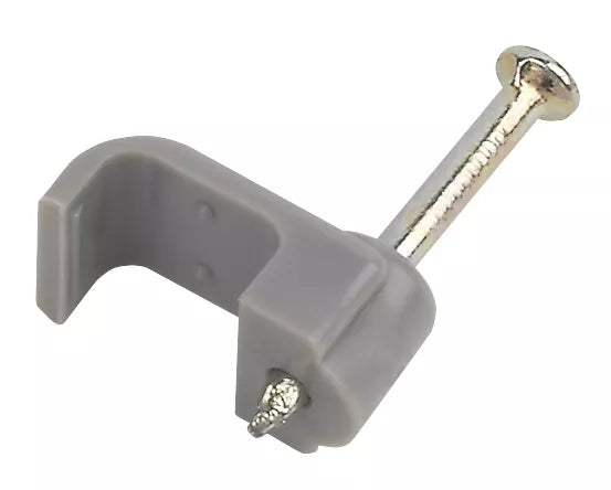 LAP GREY FLAT SINGLE CABLE CLIPS 1-1.5MM 100 PACK - MonkeyTools