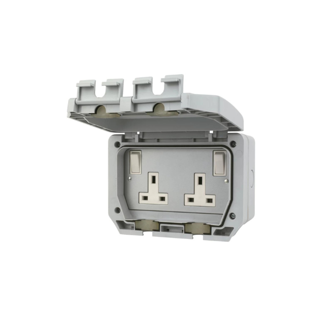 LAP IP66 13A 2-GANG DP WEATHERPROOF OUTDOOR SWITCHED SOCKET - MonkeyTools