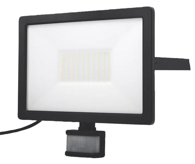LAP WEYBURN OUTDOOR LED FLOODLIGHT WITH PIR SENSOR BLACK 50W 5000LM - MonkeyTools