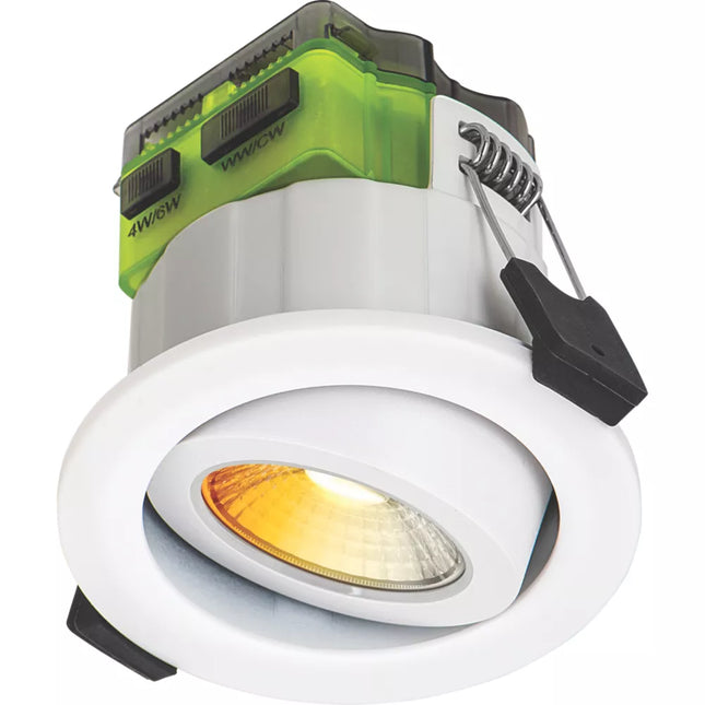 LUCECO FTYPE MK 2 ADJUSTABLE CYLINDER FIRE RATED LED DOWNLIGHT DIM TO WARM & CCT WHITE 4-6W 675/690LM - MonkeyTools