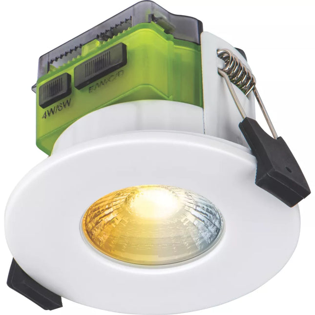 LUCECO FTYPE MK 2 FLAT FIXED CYLINDER FIRE RATED LED DOWNLIGHT DIM TO WARM & CCT WHITE 4-6W 675/690LM - MonkeyTools