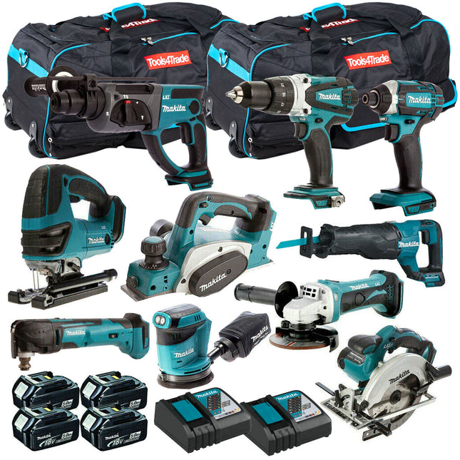 Makita MAK10PC 18v 4 x 5Ah LXT Li-ion 10pc Power Tool Kit - MonkeyTools