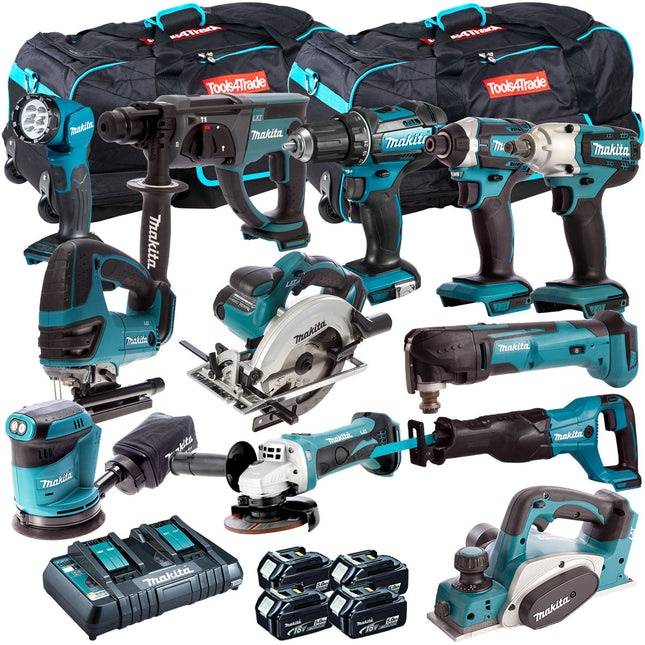 Makita 12 Piece Power Tool Kit 18V LXT 4 x 5.0Ah Batteries T4TKIT-259 - MonkeyTools