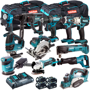 Makita 12 Piece Power Tool Kit 18V LXT 4 x 5.0Ah Batteries T4TKIT-259 - MonkeyTools