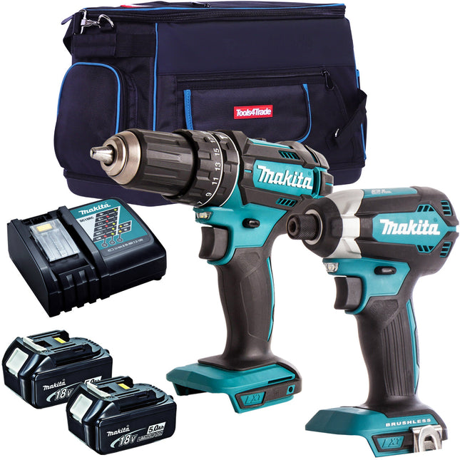 Makita 18V 2 Piece Power Tool Kit with 2 x 5.0Ah Batteries MTKIT-751 - MonkeyTools