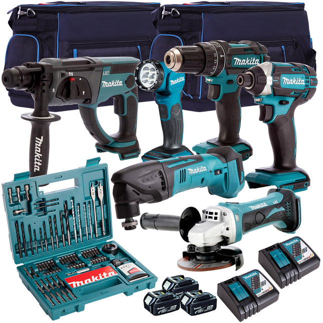 Makita 18V 6 Piece Kit with 3 x 5.0Ah Batteries Charger & Free 100 Accessory Set T4TKIT-7316 - MonkeyTools