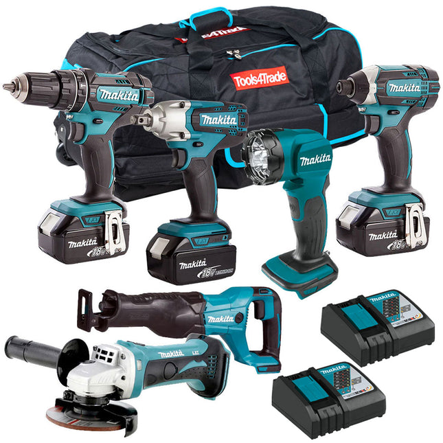 Makita 18V 6 Piece Tool Kit 3 x 5.0Ah Batteries & Charger T4TKIT-4272 - MonkeyTools