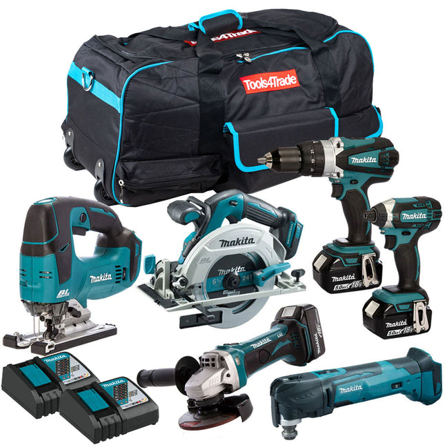 Makita 18V 6 Piece Tool Kit with 3 x 5.0Ah Batteries & Charger T4TKIT-3663 - MonkeyTools