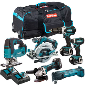 Makita 18V 6 Piece Tool Kit with 3 x 5.0Ah Batteries & Charger T4TKIT-3663 - MonkeyTools