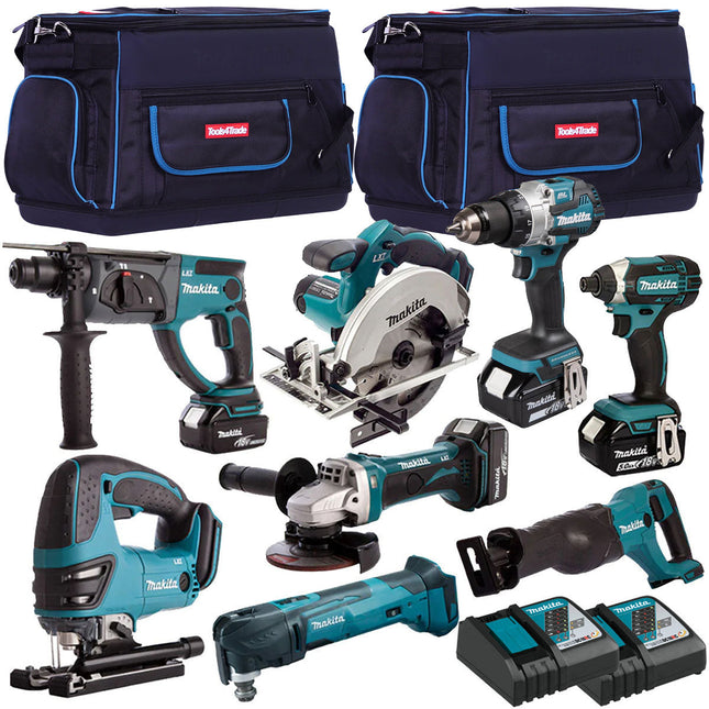 Makita 18V 8 Piece Power Tool Kit with 4 x 5.0Ah Battery & Charger T4TKIT-4321 - MonkeyTools