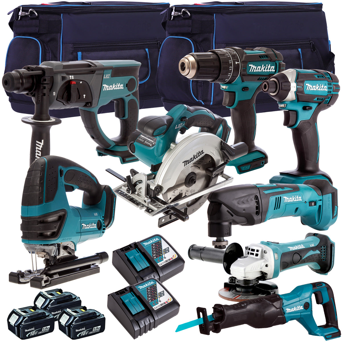 Makita 18V 8 Piece Tool Kit  3 x 5.0Ah Batteries & Charger T4TKIT-4344 - MonkeyTools
