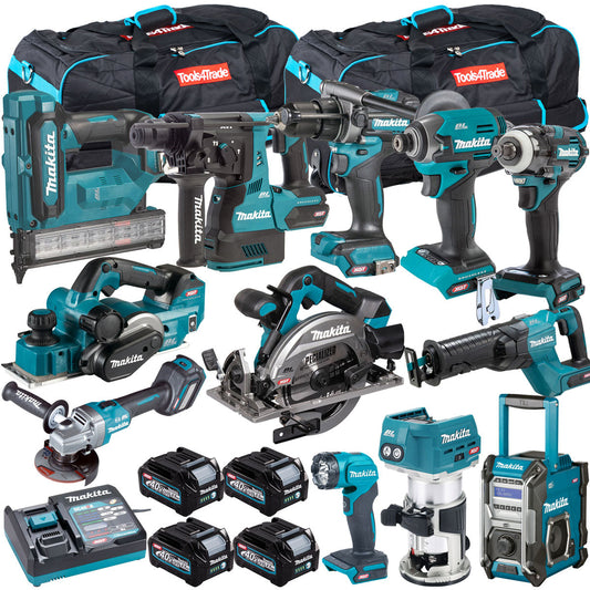 Makita 40V XGT 12 Piece Brushless Power Tool Kit with 4 x 2.5Ah Battery T4TKIT-16037 - MonkeyTools
